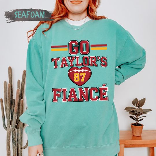 Discover Comfort Colors Football Fans Sweatshirt, Go Taylors Fiance Long Sleeve Shirt, Pop Star Engagement T-Shirt, Cute Chiefs Fan T-Shirt