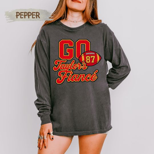 Discover Comfort Colors Go Taylors Fiance Long Sleeve Shirt, 87 Kansas City Football Sweatshirt, Football Fan Apparel, Football Lover Gift Shirt