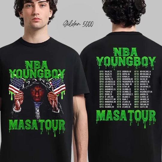 Discover Youngboy Masa 2025 Tour 2 Side Shirt, Rap Hip Hop Music Sweatshirt, Vintage Style Graphic Tee Gift For Fan, Concert Matching Shirt