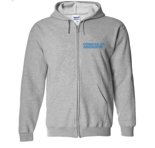 Discover Conrail Defunct Railway Logo Gray Full Zip Hoodie
