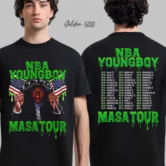 Discover NBA YoungBoy Masa Tour 2025 Merch Two Sided T-Shirt