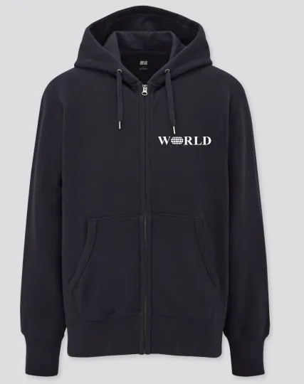 World Airways Logo Full Zip Hoodie Black Zip Hooded Sweatshirt for Airline Employees