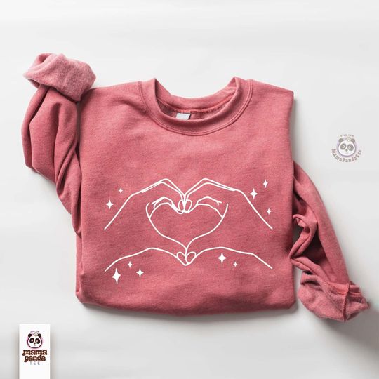 Discover Heart Hands Sweatshirt, Music Lover Gift, Hand Heart Shirt, Heart Gesture Sweater, Music Fan Gift, Teen Music Concert Matching Heart