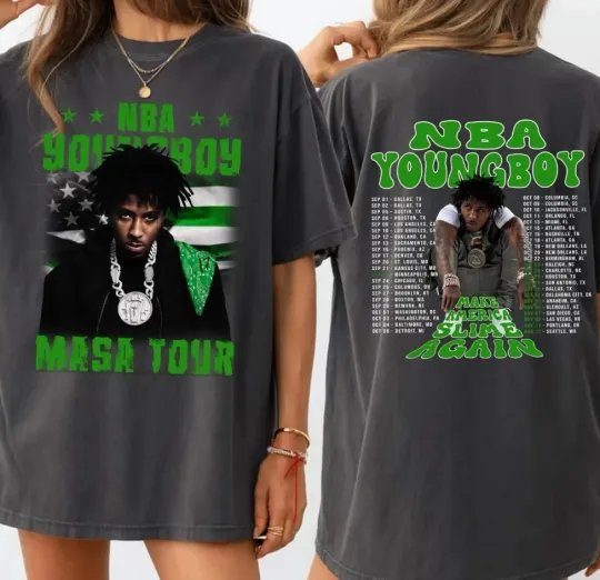 Discover NBA Youngboy Masa 2025 Tour Graphic Tee Rap Hip Hop Music Vintage Style Shirt