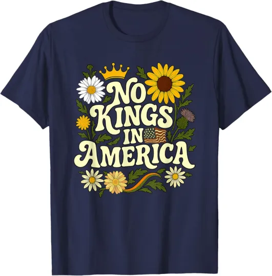 Discover No King In American Retro Floral 70s Democracy Girls Women T-Shirt