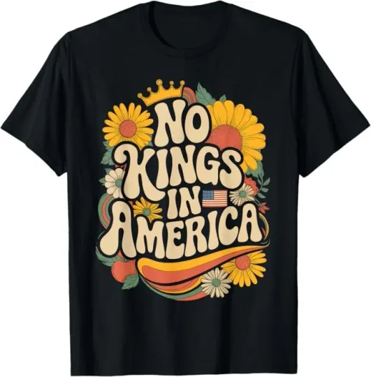Discover Retro Floral 70s Shirt Women No King In American Democracy T-Shirt