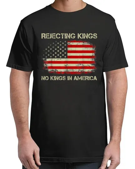 Discover No Kings In America American Flag USA T-Shirt Edgy Vibes S-4XL