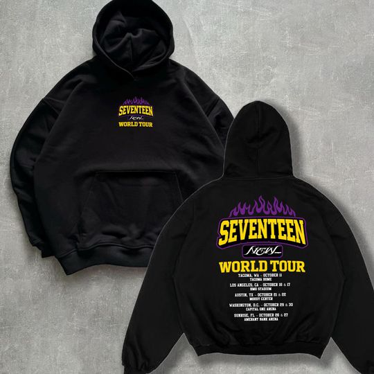 Discover Seventeen World Tour New_ in US Hoodie, Seventeen New World Tour Sweatshirt, SVT World Tour Merch, Seventeen World Tour 2025 Hoodie