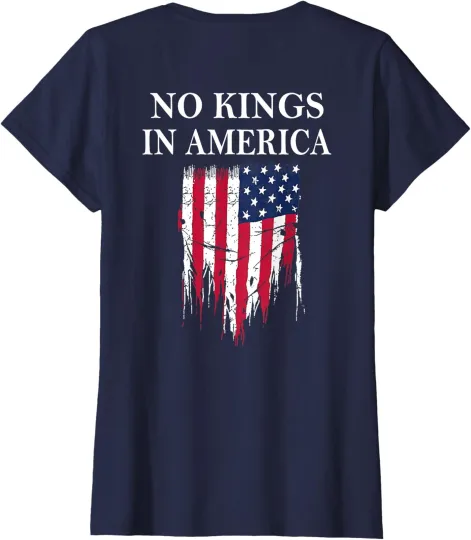 Discover No Kings In America Usa Flag Vintage Support Help Ladies' Crewneck T-Shirt