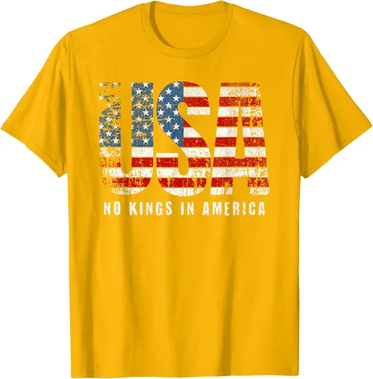 Discover USA Distressed American Flag - No Kings In America Unisex T-Shirt