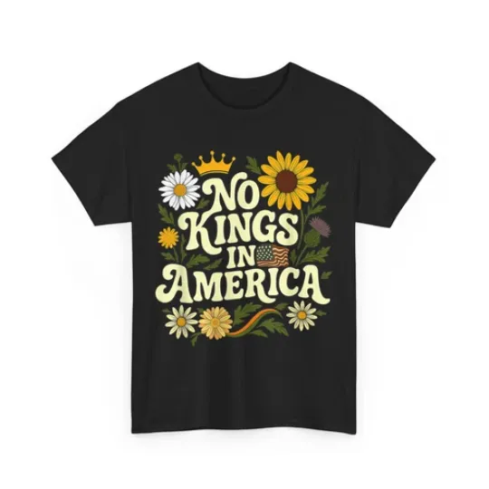 Discover No King In America Shirt, American Flag Flowers Women Men Shirt