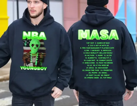Discover Vintage NBA Youngboy Masa Tour 2025 Double Sided Hoodie