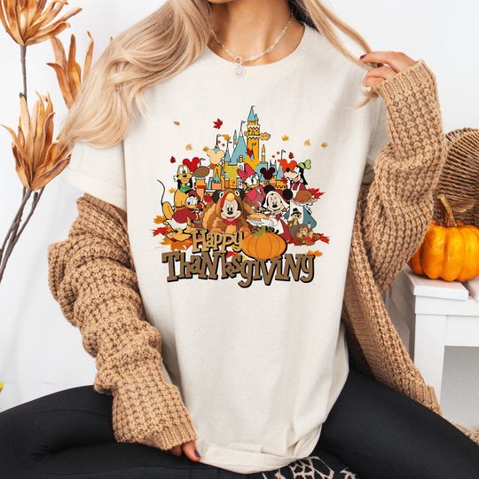 Discover Happy Thanks Giving Disney Shirt, Magical Castle Mickey Shirt, Kids Mickey and Friends Shirt, Turkey Mickey Shirt, Baby Disneyland Shirt