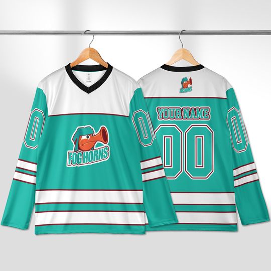 Discover Custom Foghorns Hockey Jersey, Personalized Fan Apparel with Your Name and Number, Unique Gift for Hockey Lovers