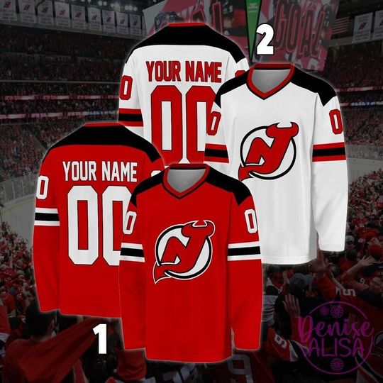 Discover Personalized New Jersey Devils Hockey Jersey, Jersey For Men With Your Team Name, Fan Hockey Jersey