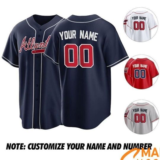 Discover Atlanta Baseball Jersey, Atlanta Baseball Custom Jersey For Fans, Baseball Jersey Printed Customize Your Name And Number