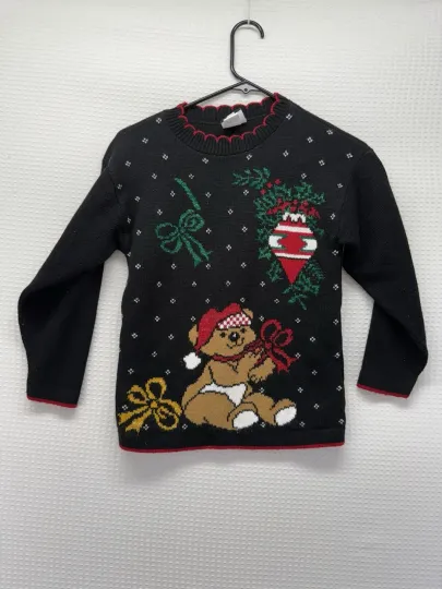 Discover Vintage In Design Ugly Christmas Sweater  Size M 7/8 Black  USA (1d)