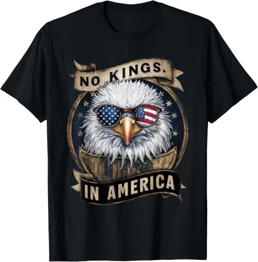 Discover No Kings in America Since 1776 Cool Bald Eagle American Flag T-Shirt