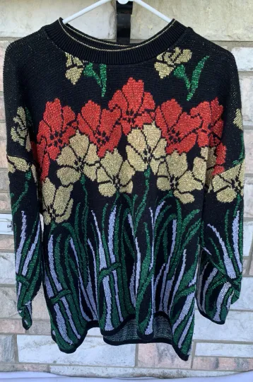 Discover Nutcracker Ugly Christmas Sweater Floral Womens Plus size 2x Sparkly Lurex