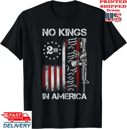 Discover No Kings in American Vintage USA Flag Patriotic No Kings  T-Shirt, Unisex Tee