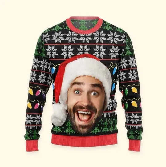 Discover Personalized Photo Big Face Ugly Sweater, Custom Big Face