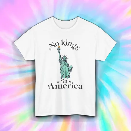 Discover No Kings in America Shirt Liberty Torch Freedom Statement Graphic Tee