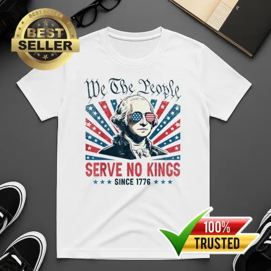 Discover 4th of July No King in USA 1776 Patriotic American Flag T-Shirt