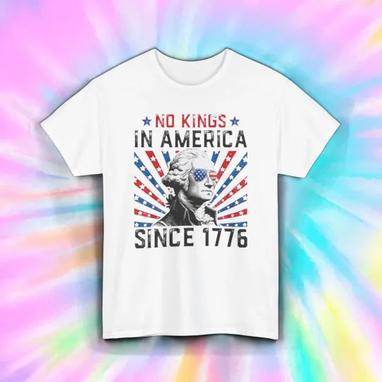 Discover No Kings in America Shirt Patriotic Founding Father USA 1776 Freedom Tee