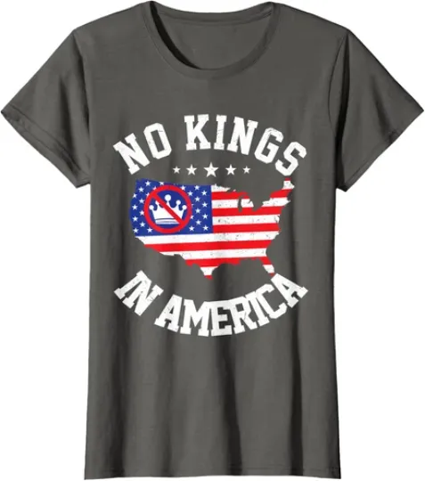 Discover American Flag No Kings In America republican Trump Ladies' Crewneck T-Shirt
