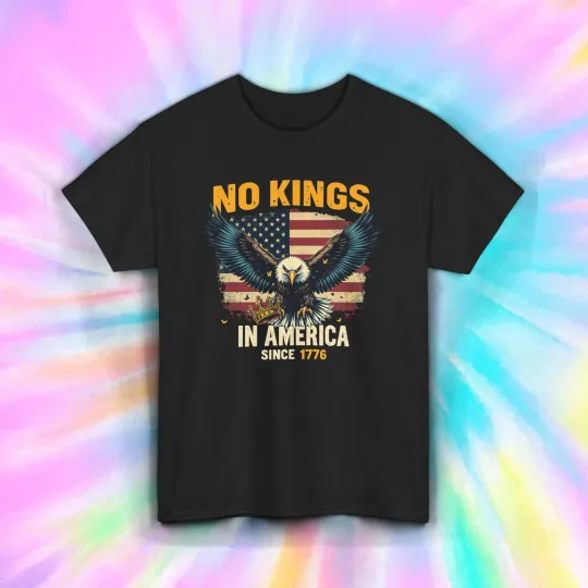 Discover No Kings in America Shirt Patriotic Eagle Flag July 4th Freedom Tee S-5XL