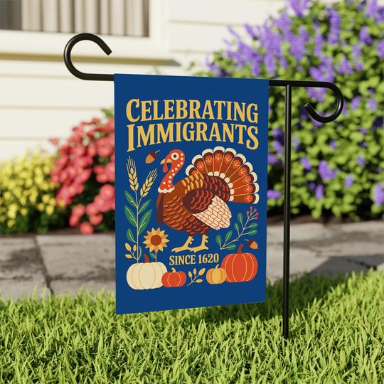 Anti-Trump Pro Immigrant Fall Protest Garden Flag, Thanksgiving Resist Fascism Yard Flag, Subtle Political Decor, Harvest Fall Outdoor Flag