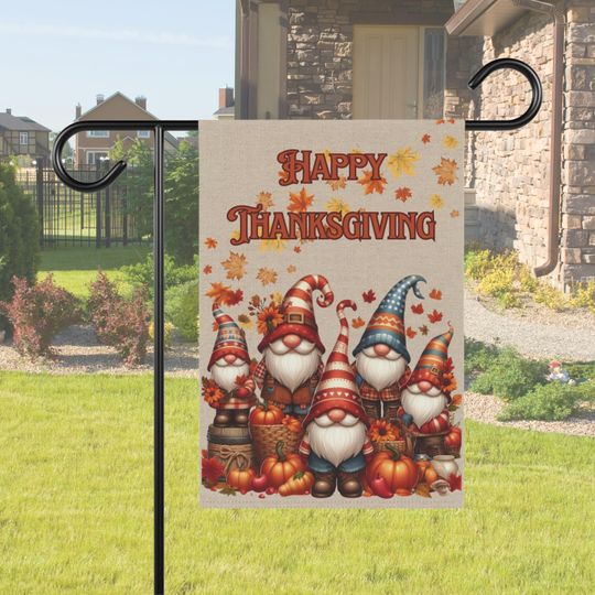 Discover Thanksgiving Gnome Garden Flag PNG File (Digital Download)