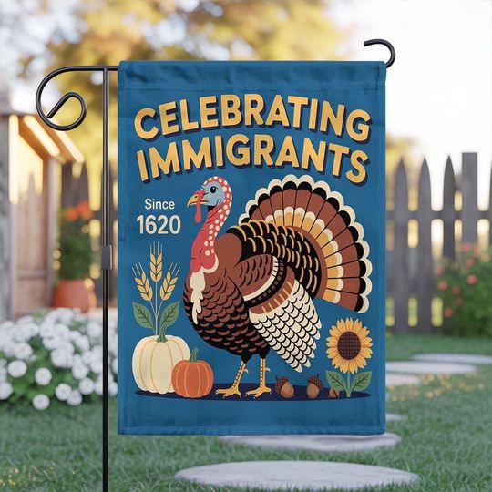 Anti-Trump Pro Immigrant Fall Protest Garden Flag, Thanksgiving Resist Fascism Yard Flag, Subtle Political Decor, Harvest Fall Outdoor Flag