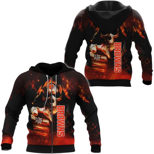 Cleveland Browns Mens Zipper Hoodie Jacket Jogging Sweatshirts Death Hooded Coat