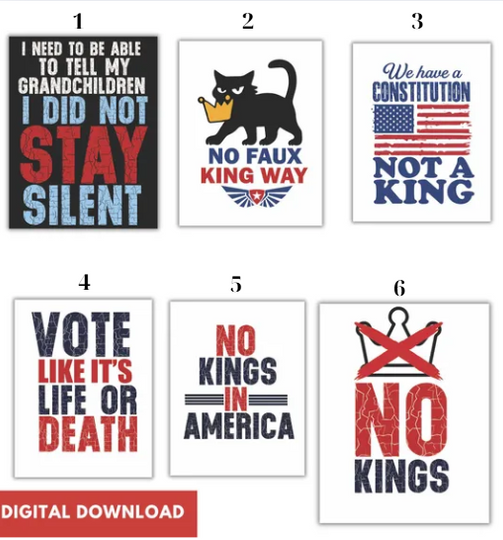 Anti-Trump No Kings Protest Poster, Resist Protest Sign Printable, No Kings Day Anti-Trump,Political Activist Rally Sign,Patriotic Democracy