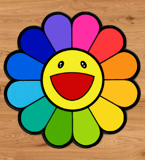 Takashi Murakami Flower Shaped Floor Mat Washable Area Runner Rug for Living Room