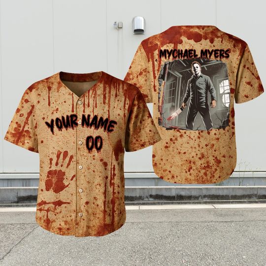Personalized Michael Myers Baseball Jersey, Horror Team Jersey Shirt, Halloween Scary Jersey For Men Women, Horror Fan Gift