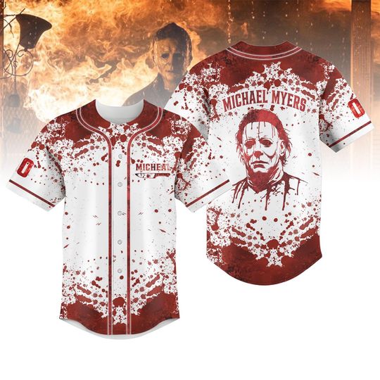 Personalized Michael Myers Baseball Jersey, Halloween Movie Jersey, Spooky Slasher Jersey For Him, Scary Movie Fan Gift