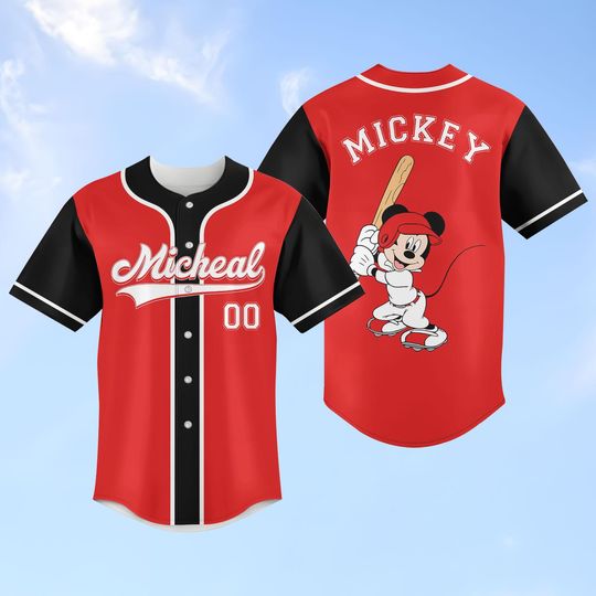 Discover Disney Mickey Baseball Jersey, Disneyland Matching Team Shirt, Mickey Mouse Jersey Shirt, Streetwear Shirt For Men And Women