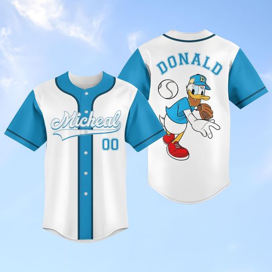 Discover Disney Donald Baseball Jersey, Donald Duck Jersey Shirt, Donald And Daisy Shirt For Him, Disneyland Trip Matching Shirt, Donald Shirt