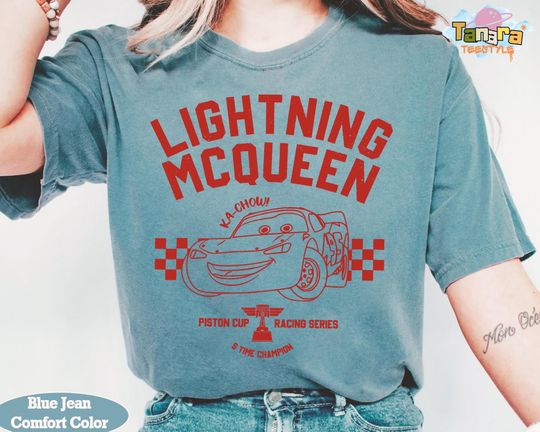 Discover Lightning McQueen Racing Portrait Tee, Crop Top, Disney Pixar Cars Collection, Retro 90s Design, WDW Magic Kingdom Gift, Birthday Shirt