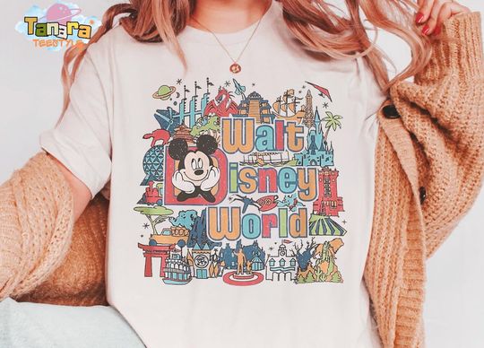 Discover Disney Mickey Mouse Classic Walt Disney World Center Crop Top, Retro 90s Tee, WDW Magic Kingdom, Cute Design, Family Birthday Gift T-Shirt