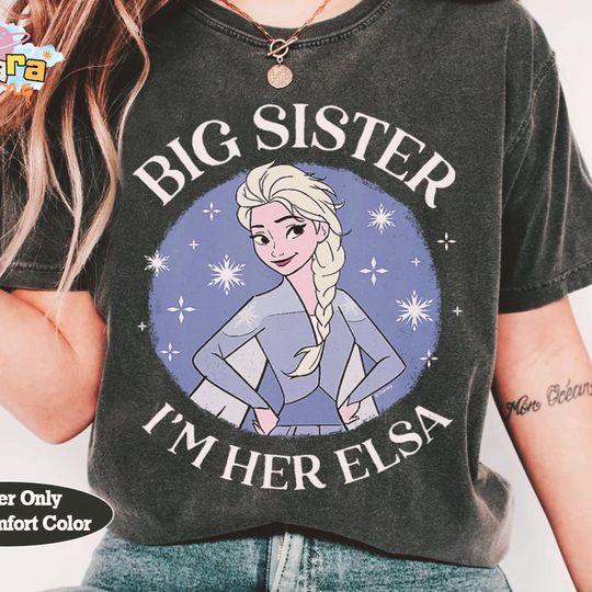Discover Retro 90s Disney Princess Frozen Big Sister I'm Her Elsa T-Shirt, WDW Magic Kingdom Design, Family Birthday Gift, Sister Love Tee