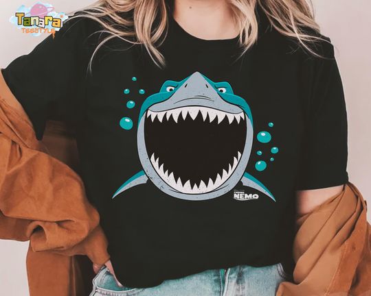 Discover Disney PIXAR Finding Nemo Bruce Shark Tee, Crop Top, WDW Magic Kingdom Design, Dory Crush Marlin Character, Family Holiday Gift