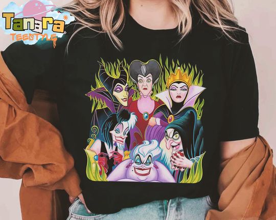 Discover Retro 90s Disney Villains Ursula Cruella Maleficent Evil Queen Tee, Crop Top, Magic Kingdom Disneyland Gift, Bad Girls Club Shirt