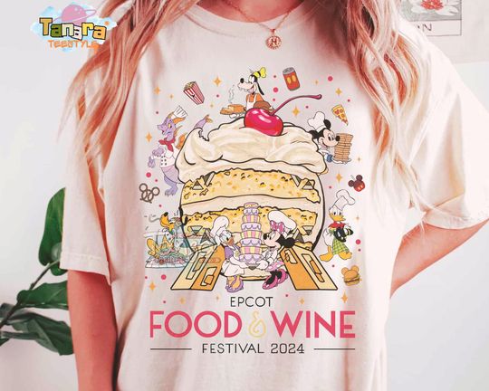 Discover Retro 90s Mickey & Friends Chef Food And Wine Festival T-Shirt, Crop Top, Figment Dragon Tee, Walt Disney World Epcot Snack Drink Tour