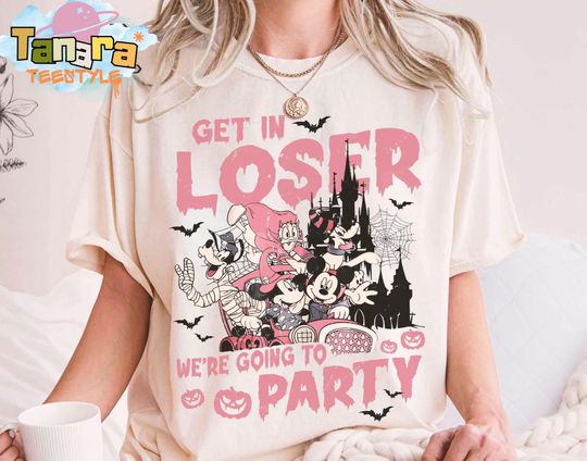 Discover Retro 90s Get In Loser We're Going To Mickey's Not So Scary Party Tee, Crop Top, Disneyland Vacation, Disney Mickey And Friends Halloween