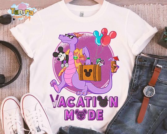 Discover Retro 90s Figment & Mickey Mouse Vacation Mode Disney Epcot Tee, Crop Top, WDW Magic Kingdom Disneyland Family Holiday Gift