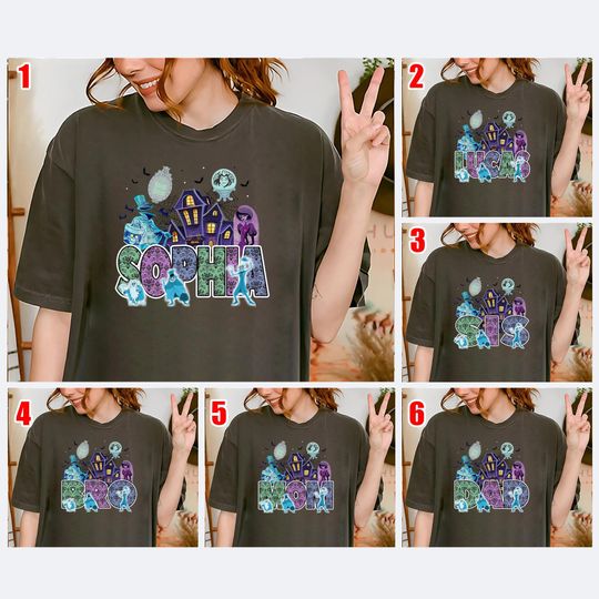 Discover Custom Name Haunted Mansion Shirt, Hitchhiking Ghosts Madame Leota Tee, Disneywland Family Matching Shirt Mickey Not So Scary SLYM07