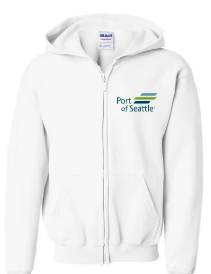 Discover Port of Seattle Zip Hoodie Washington Seaport & Seatac Airport Hooded Sweatshirt